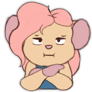 😕 cartoon, personage, roze haar, muis, schattig telegram sticker