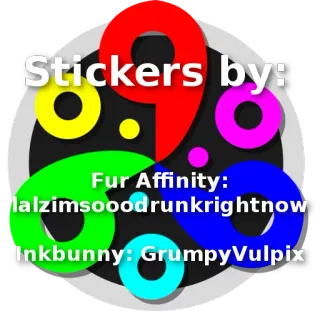 ✍ Stickers by: Fur Affinity: lalzimsooodrunkrightnow Inkbunny: GrumpyVulpix adesivo, Fur Affinity, Inkbunny, arte, nome utente telegram sticker