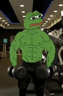 💪 Pepe the Frog Pepe, Meme, Gym, Musculation, Costaux, Exercice telegram sticker