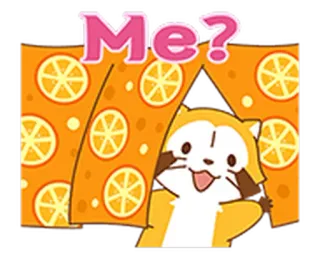 🤔 Me? carino, animale, arancione, che chiede, tanuki telegram sticker