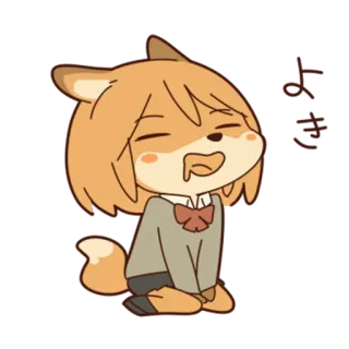 🤤 Dessin animé, Endormi, Mignon, Chibi, Animé, Animal, Renard, Détendu telegram sticker