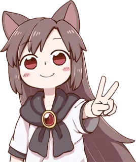 ✌️ Anime, Cartoon, Schattig, Meisje, Vredesteken, Kawaii, Manga telegram sticker