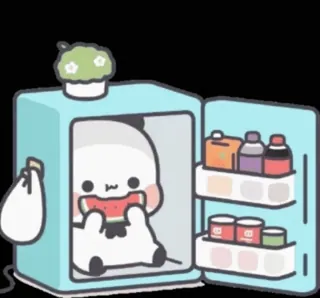🍉 mignon, panda, frigo, pastèque, kawaii, autocollant telegram sticker