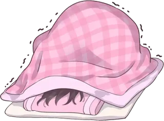 🙈 manta, cama, dormir, rosa, lindo, anime, dibujos animados telegram sticker