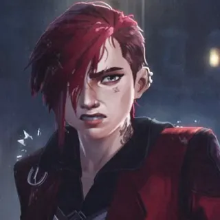 😭 Vi Arcane arcane, league of legends, video game, character, tattoo, red hair telegram sticker