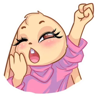 😴 토끼, 귀여운, 동물, 명랑한, 분홍색, 만화 telegram sticker