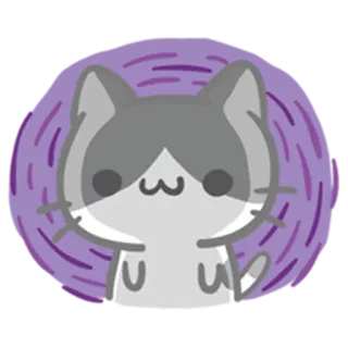 😐 猫, かわいい, アニメ, 動物, グレー, ステッカー telegram sticker