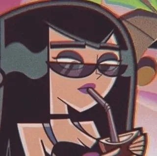 🧿 Sam Manson Danny Phantom Kartun, Remaja, Kacamata hitam, Minum, Goth, Animasi telegram sticker