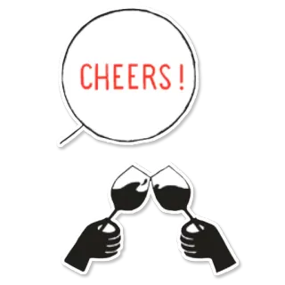 🥂 CHEERS! celebração, brinde, vinho, saúde, bebidas, álcool whatsapp sticker