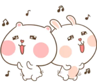 😃 süß, tiere, bär, hase, tanzen, musik, noten telegram sticker