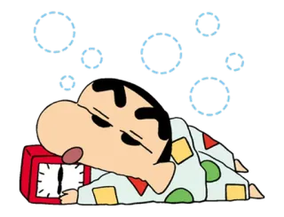 😩 Shin-chan cartoon, sleeping, alarm clock, sleepy, anime telegram sticker