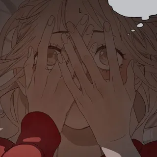 🍤 girl, face, hiding, character, anime, portrait telegram sticker