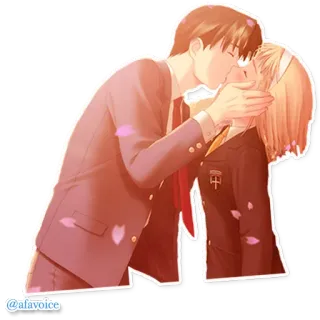 💋 @afavoice anime, pocałunek, romans, para, mundurek szkolny, miłość telegram sticker