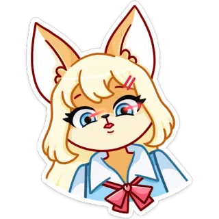 👀 ステッカー, アニメ, 漫画, 可愛い, キツネ, 女の子, 金髪, ケモノ whatsapp sticker