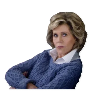 😠 kobieta, poważna, sweter, celebrytka, Jane Fonda telegram sticker