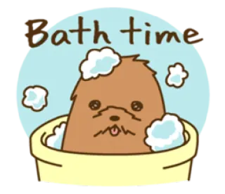 🥶 Bath time banho, cachorro, fofo, espuma, desenho animado, animal whatsapp sticker