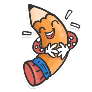 😆 matita, cartone animato, felice, istruzione, cartoleria whatsapp sticker