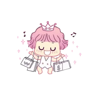 💕 shopping, cartoni animati, carino, dollari, borse telegram sticker