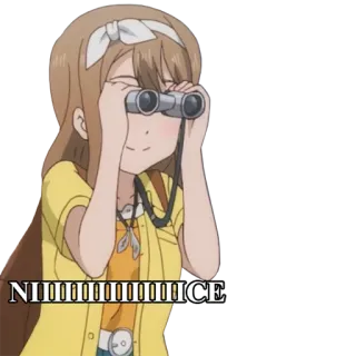 😍 NIIIIIIIIIIIIICE anime, girl, binoculars, looking, cute, nice telegram sticker