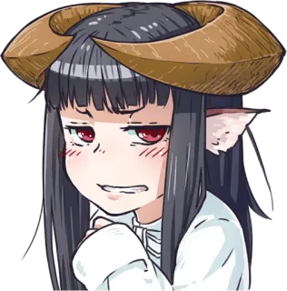 😐 Anime, Chica, Cuernos, Sonrojo, Lindo, Dibujos animados, Ilustración, Manga whatsapp sticker