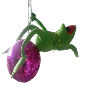 💃 Kermit the Frog Kermit la grenouille, Muppet, Boule disco, Suspendu, Grenouille, Vert, Marionnette telegram sticker