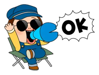 🗯 OK ok, akceptacja, kreskówka, zgoda, kciuk w górę telegram sticker