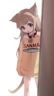😮 SANMA Аниме, Няшка, Мило, Каваий, Девушка, Звериные уши, Рыба telegram sticker