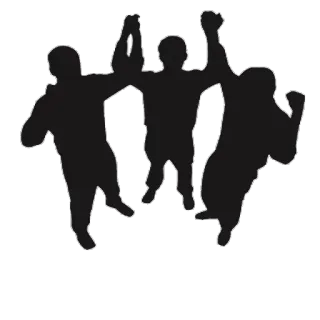😕 celebración, victoria, trabajo en equipo, silueta, éxito, amigos telegram sticker