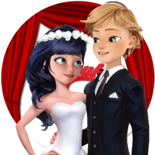 🧖‍♀ Marinette Dupain-Cheng Miraculous: Tales of Ladybug & Cat Noir свадьба, аниме, мультфильмы, персонажи, романтика telegram sticker