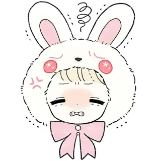 😤 bunny, cute, angry, anime, cartoon, sticker, rabbit telegram sticker
