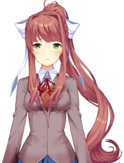 😞 Monika Doki Doki Literature Club! anime, video game, dokidoki literature club, monika, character telegram sticker