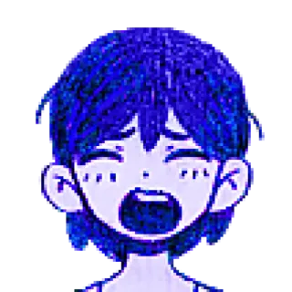 😩 Anime, Pixel art, Émotionnel, Pleurs, Cris, Bleu telegram sticker