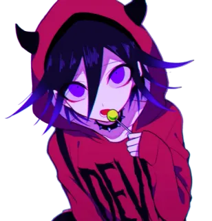 🍭 Kokichi Oma Danganronpa DEAD Anime, Manga, Kokichi Oma, Danganronpa, Lutscher, Teufel, Kapuzenpullover whatsapp sticker