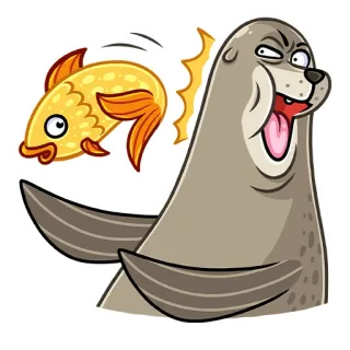 🐟 foca, pesce, cartone animato, animale, schiaffo, divertente, mare telegram sticker