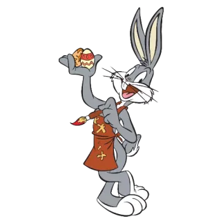 🥚 Bugs Bunny Looney Tunes desenho animado, coelho, ovo de Páscoa, pintura telegram sticker