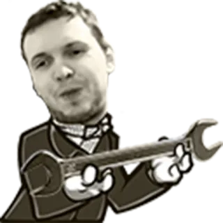 😍 homem, chave inglesa, mecânico, ferramenta, desenho animado telegram sticker