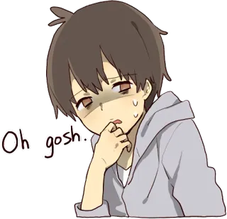 😰 Oh gosh. Anime, Chłopak, O Boże, Pot, Zawstydzony, Kreskówka, Naklejka telegram sticker