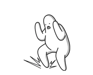 🌫 Мультфильм, Персонаж, Испуганный, Шокированный, Белый, Рисунок whatsapp sticker