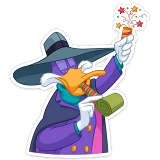 🥳 Darkwing Duck Darkwing Duck, cartoon, character, celebration, party, hat, firecracker telegram sticker