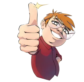 👍 Dessin animé, Pouce levé, Positif, Succès, Accord, Approbation, J'aime whatsapp sticker