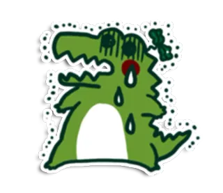 🐊 crocodile, triste, animal, dessin animé, pleurs telegram sticker