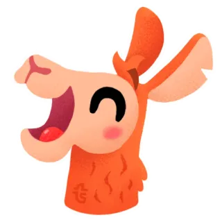 😄 llama, hewan, kartun, lucu, kocak, tertawa, oranye telegram sticker