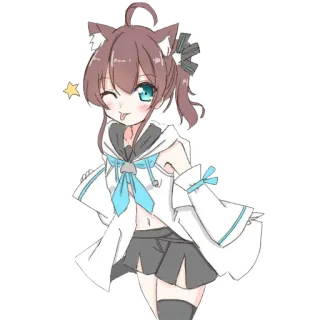 🦊 Anime, Fofo, Garota, Mangá, Orelhas de gato, Kawaii, Desenho animado telegram sticker