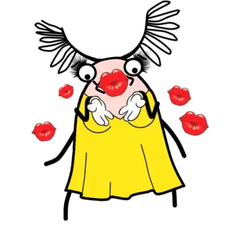 😘 Dessin animé, Monstre, Baiser, Lèvres, Jaune, Robe telegram sticker