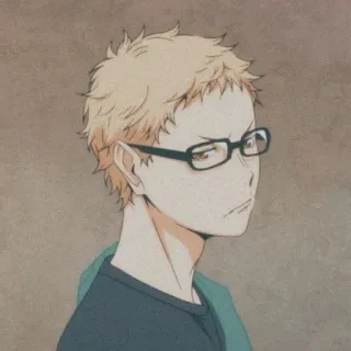 🌿 Tsukishima Kei Haikyuu!! Anime, Haikyuu, Okulary, Tsukishima Kei, Blond Włosy, Postać telegram sticker