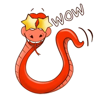 🤩 WOW serpent, dessin animé, étoiles, wow, animé whatsapp sticker