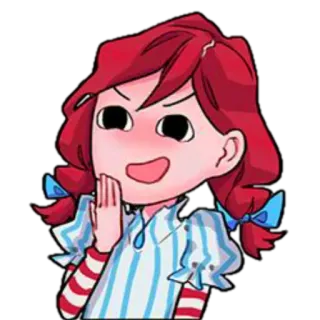 🤣 Wendy wendy, mascot, cartoon, red hair, fast food, restaurant, character telegram sticker