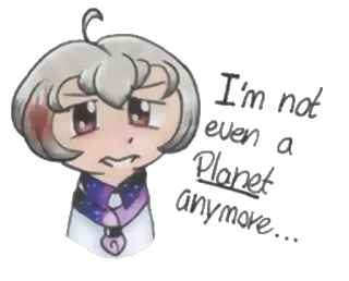 🙄 I'm not even a planet anymore... planeta, triste, desenho animado, espaço, personagem telegram sticker