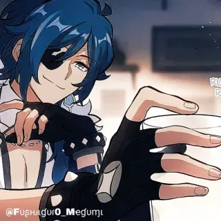 🔲 Kaeya Genshin Impact RUN RUN RIOT アニメ, ゲーム, 原神, ガイア, 青髪 telegram sticker