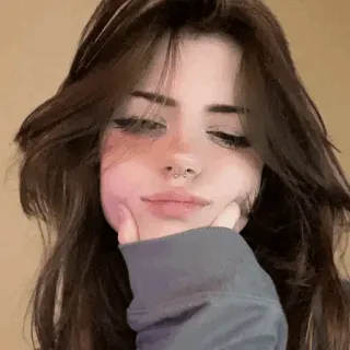 💕 vrouw, meisje, brunette, schattig, haar, make-up telegram sticker